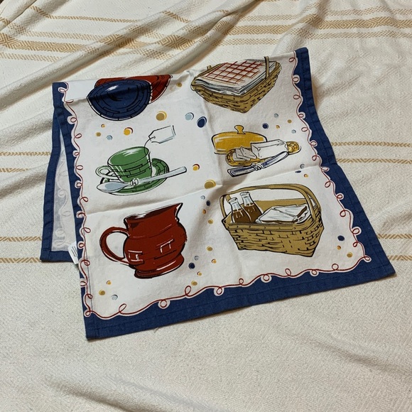 Longaberger Other - Longaberger Retro Kitchen Hand Towel with Blue Border